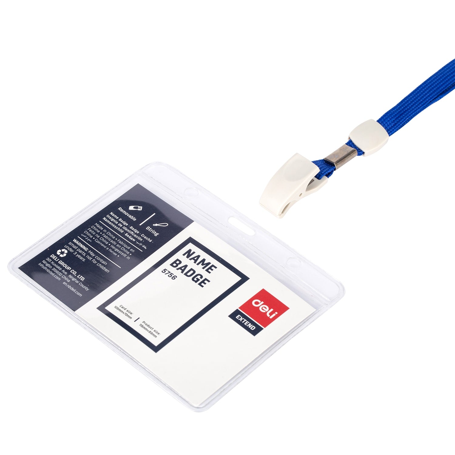Deli PVC Lanyard Name Badge Horizontal 95×68mm - Al Masam Stationery LLC