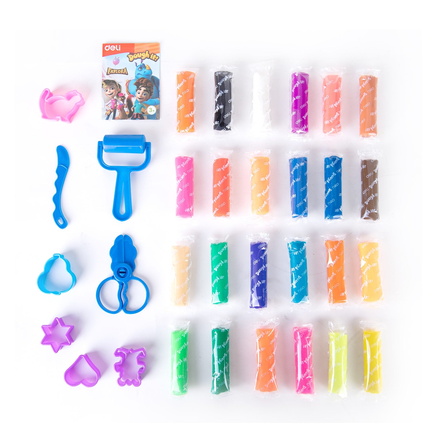 Deli Play Dough 24 colors, Net weight: 340g - Al Masam Stationery LLC