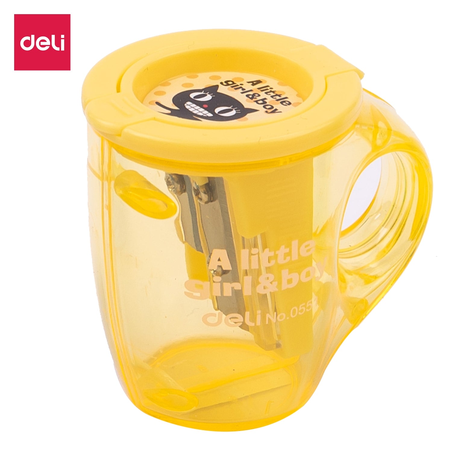 Deli Cup 2-hole Sharpener w/canister 23°18° 7mm 3C - Al Masam Stationery LLC