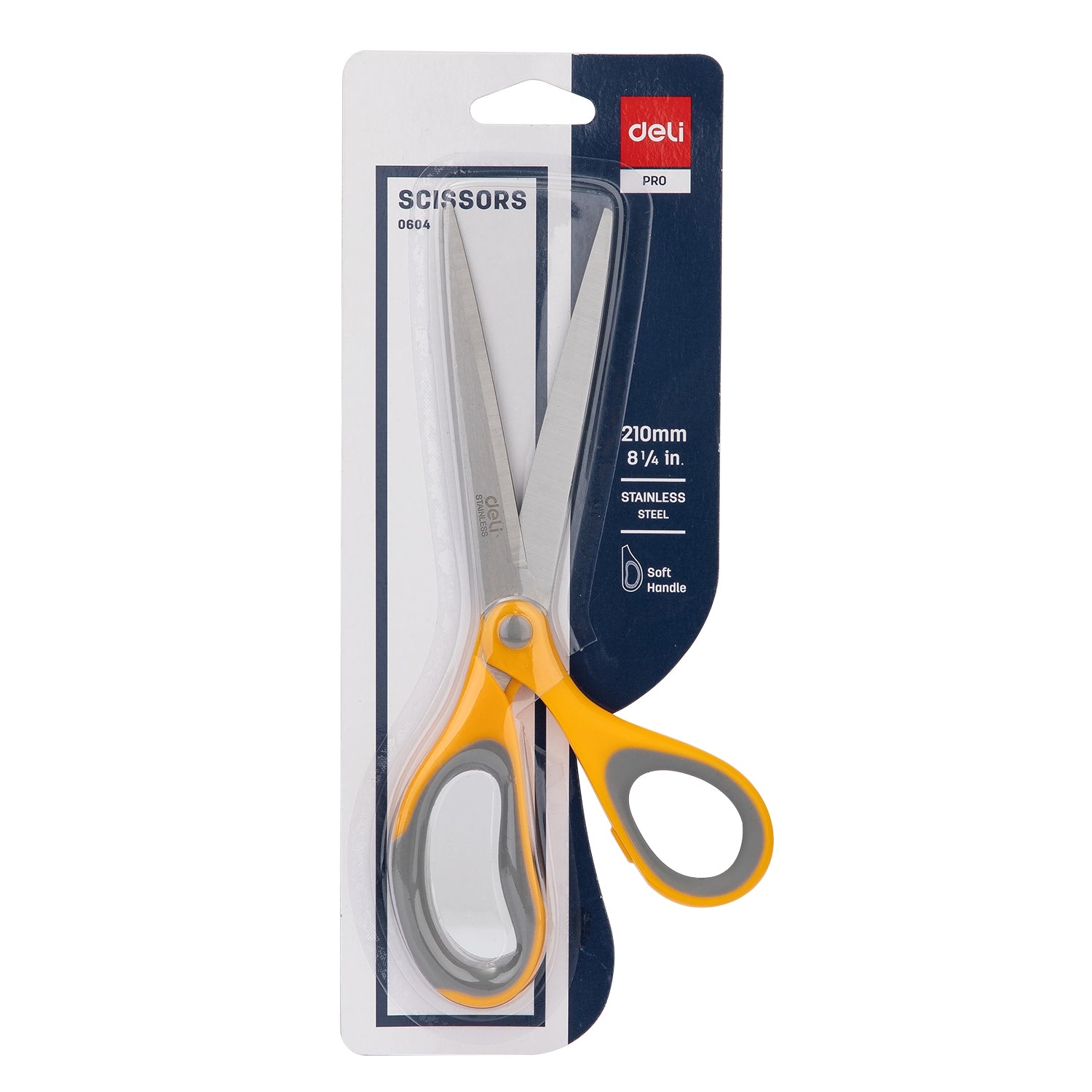 Deli Soft-touch Scissors 210mm Yellow - Al Masam Stationery LLC