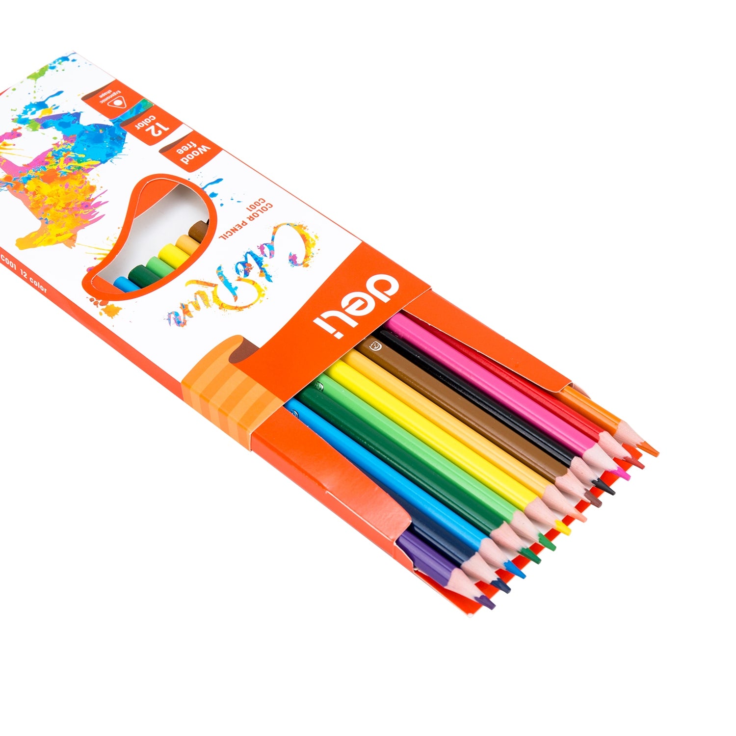 Deli Plastic Colored Pencil Triangle Bright 12C - Al Masam Stationery LLC