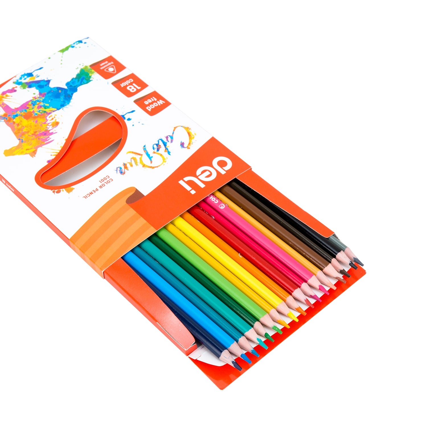 Deli Plastic Colored Pencil Triangle Bright 18C - Al Masam Stationery LLC