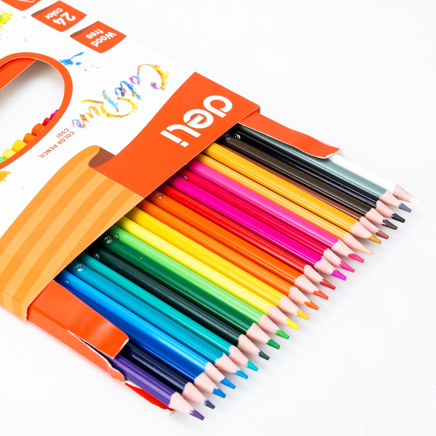 Deli Plastic Colored Pencil Triangle Bright 24C - Al Masam Stationery LLC