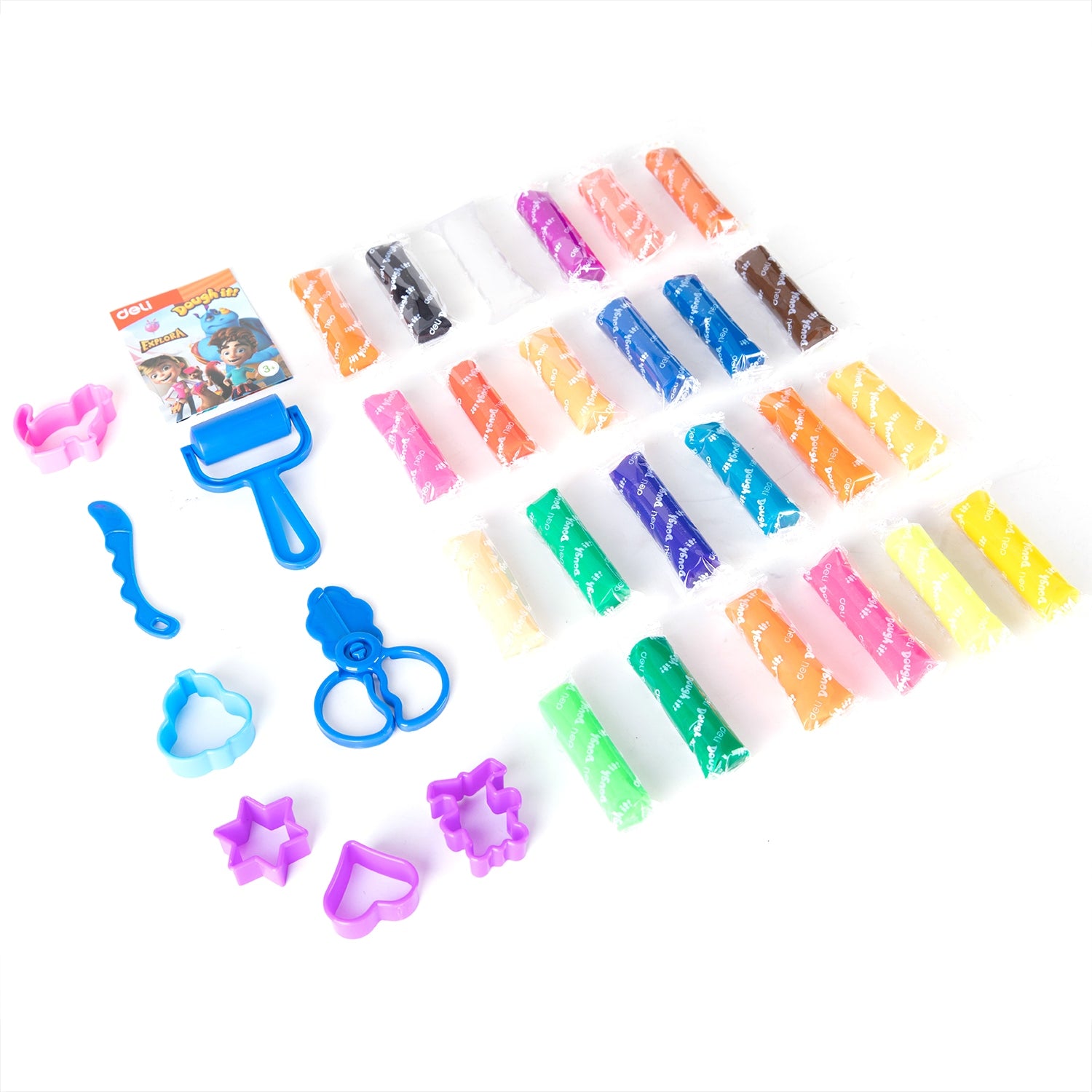 Deli Play Dough 24 colors, Net weight: 340g - Al Masam Stationery LLC