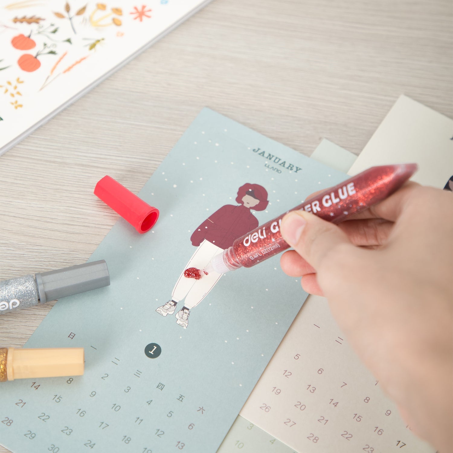 Deli Glitter Glue 12ML x 6 Colours - Al Masam Stationery LLC