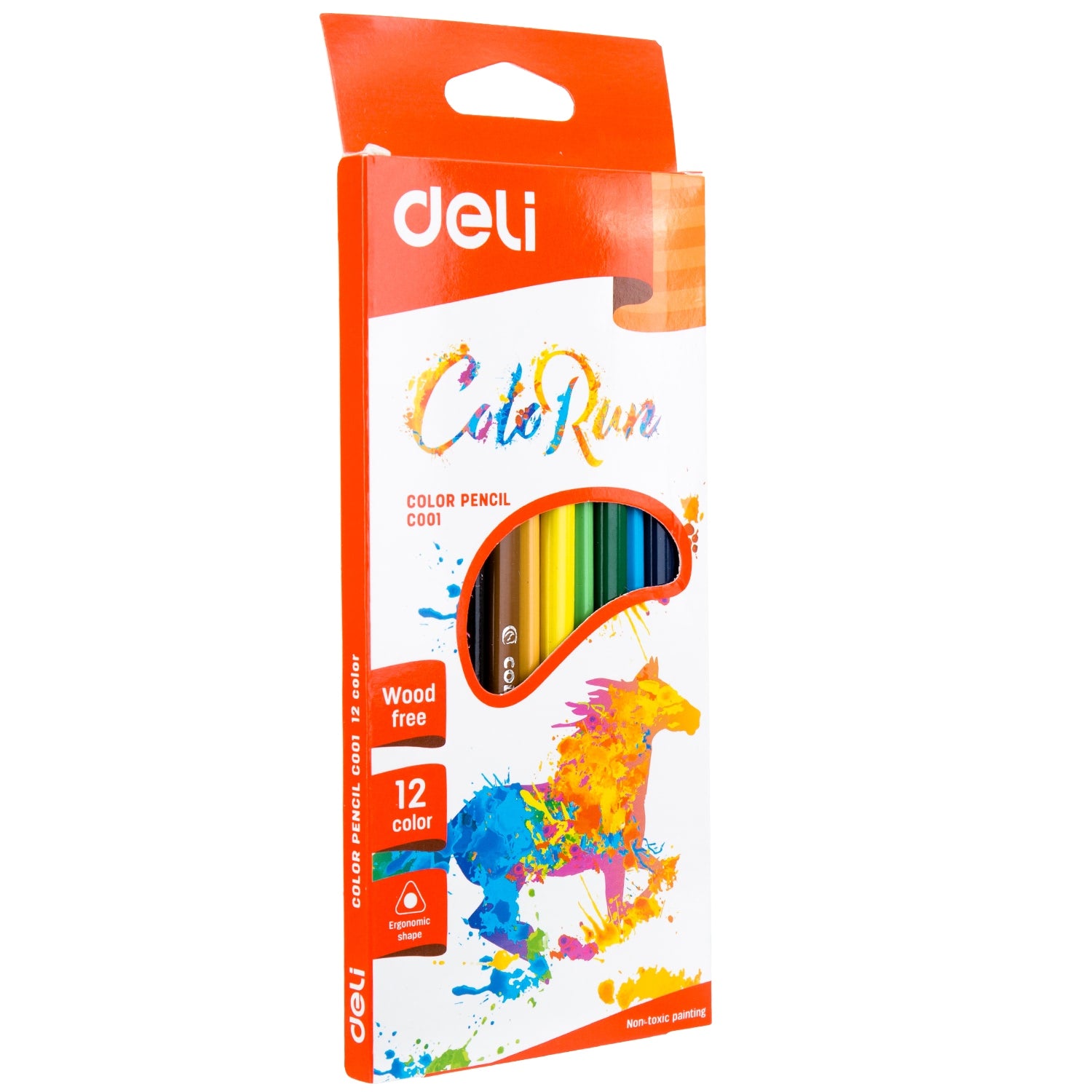 Deli Plastic Colored Pencil Triangle Bright 12C - Al Masam Stationery LLC