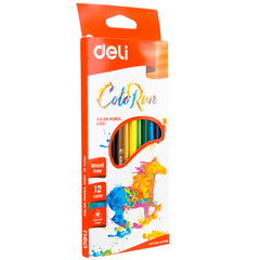 Deli Plastic Colored Pencil Triangle Bright 12C