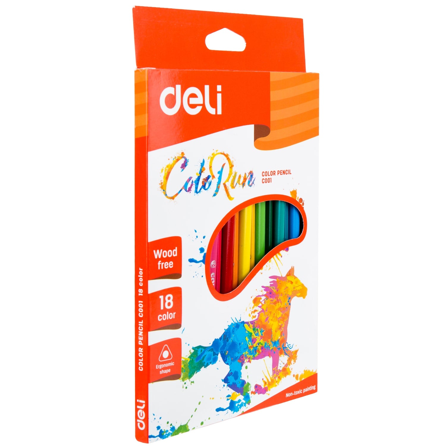 Deli Plastic Colored Pencil Triangle Bright 18C - Al Masam Stationery LLC