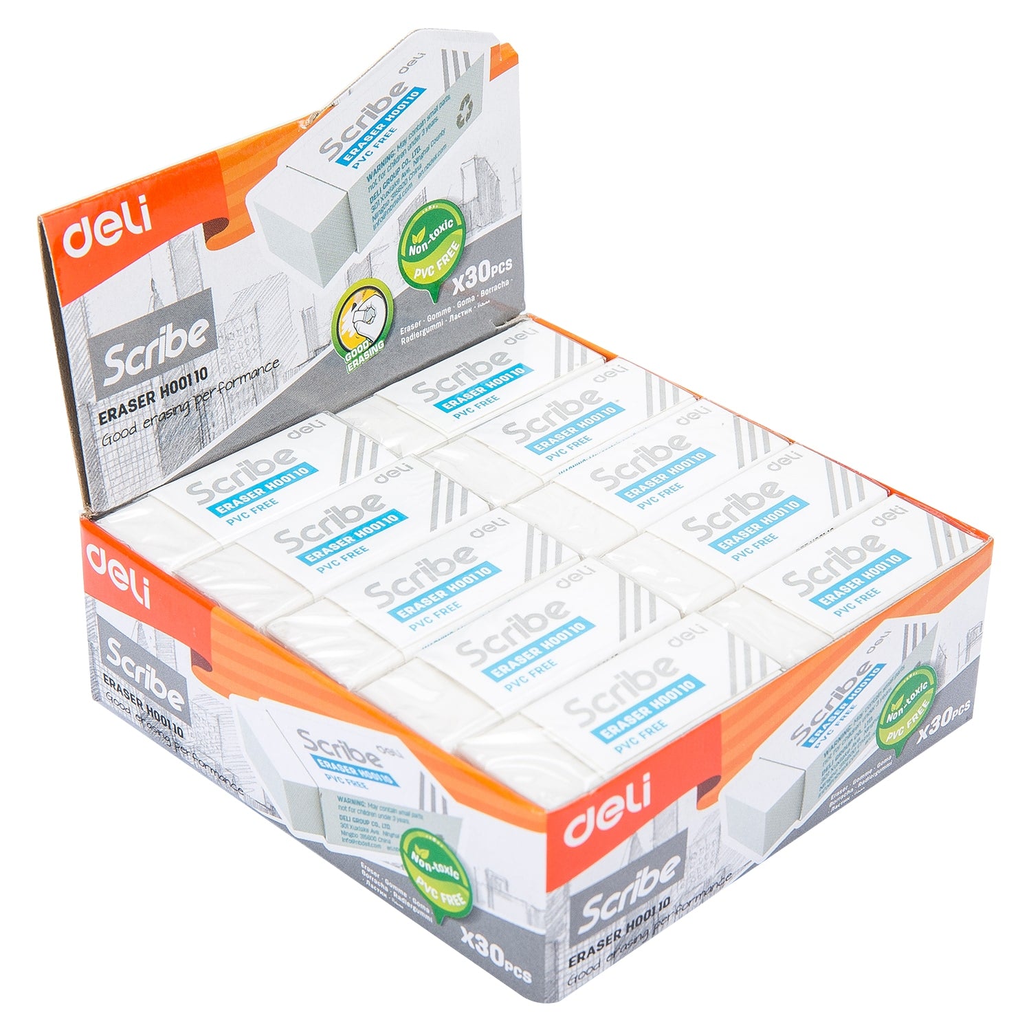 Deli Scribe Eraser 40×17×12mm White - Al Masam Stationery LLC