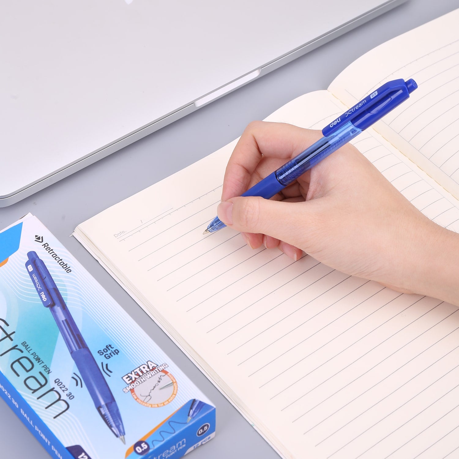 Deli Ball Point Pen Bullet tip 0.5mm - (Blue) - Al Masam Stationery LLC