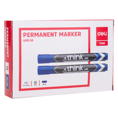 Deli Permanent Marker Chisel 1.5-5mm Blue - (EU10130) - Al Masam Stationery LLC