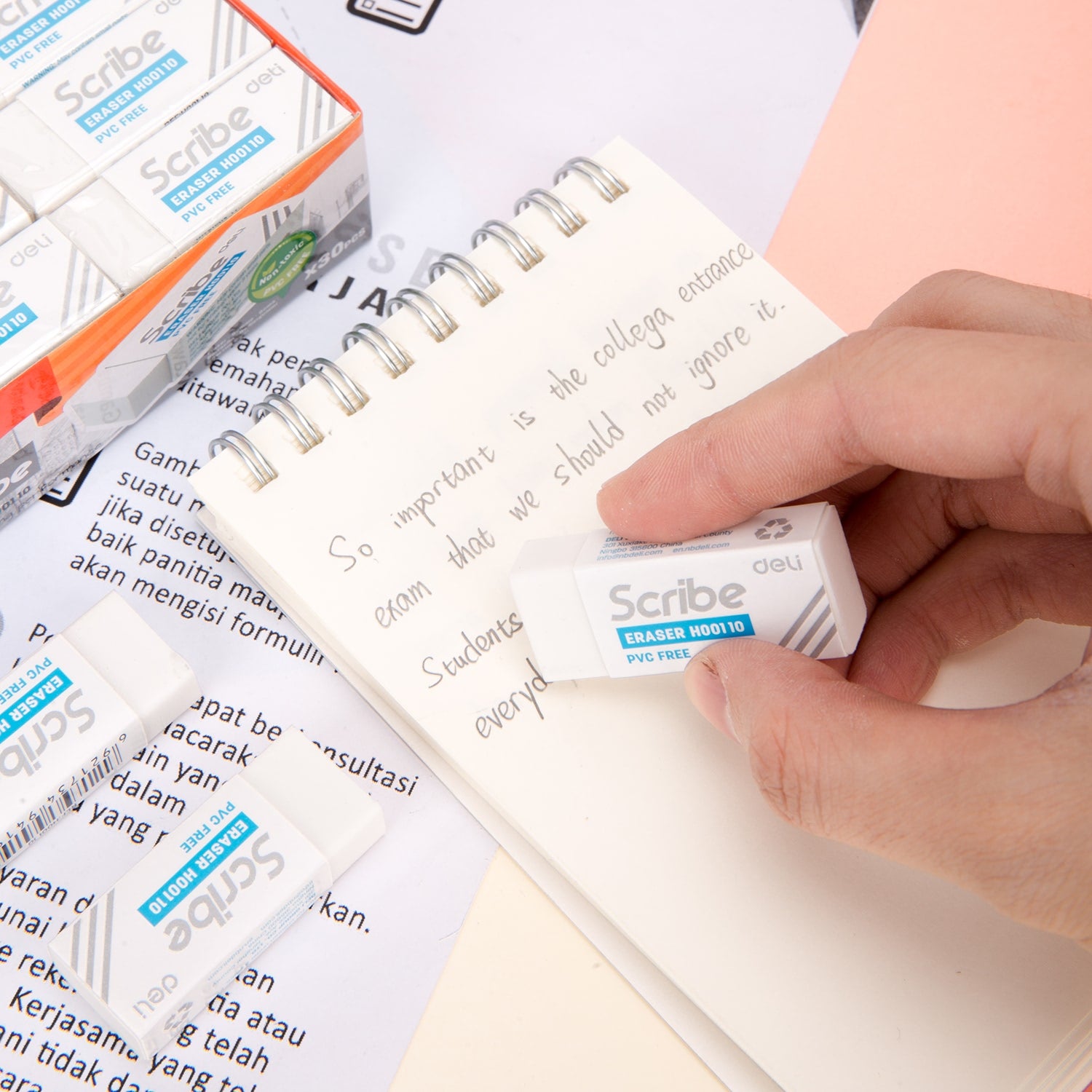 Deli Scribe Eraser 40×17×12mm White - Al Masam Stationery LLC