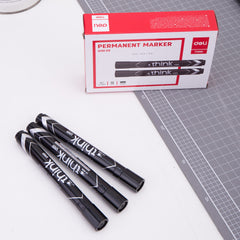 Deli Permanent Marker Chisel 1.5-5mm Black - (EU10120) - Al Masam Stationery LLC