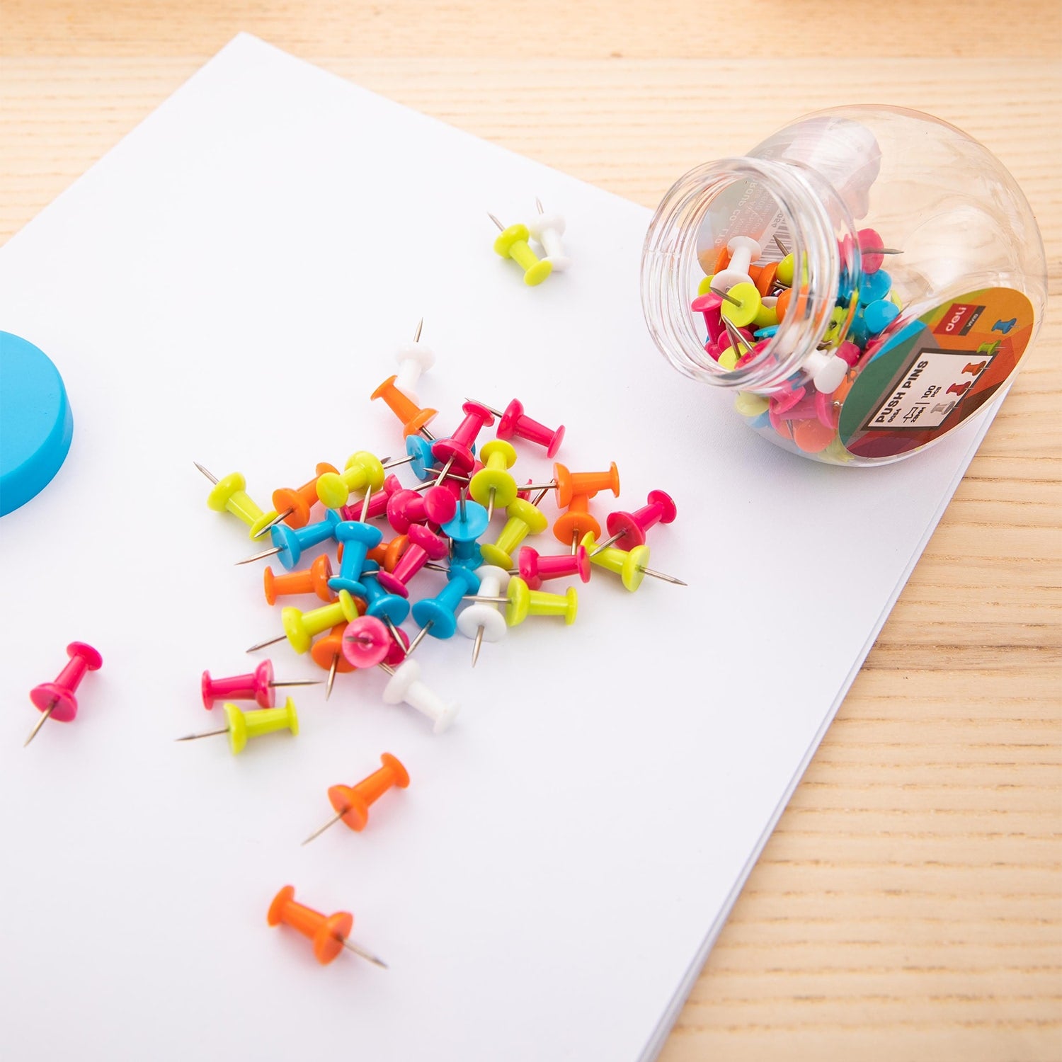 Deli Color Push Pins 23mm - Al Masam Stationery LLC