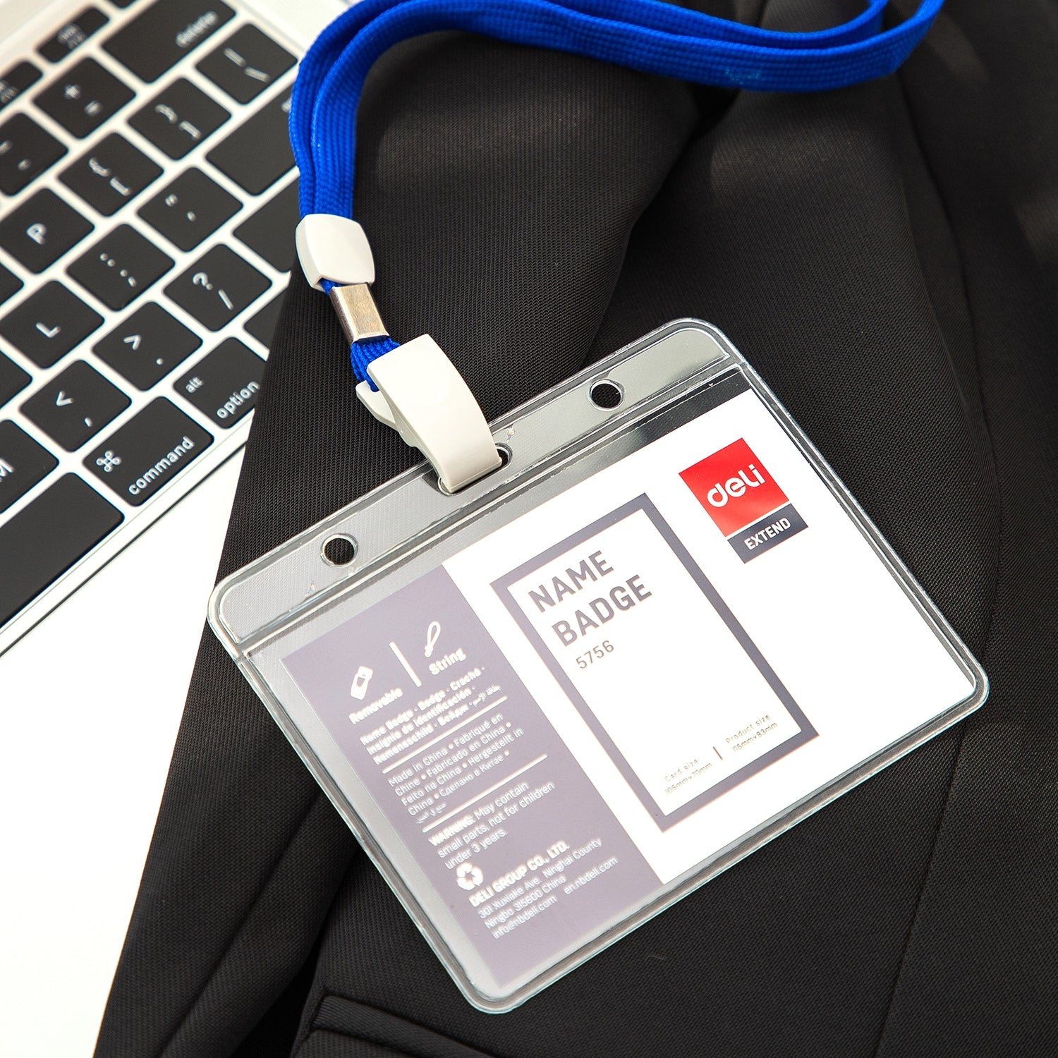 Deli PVC Lanyard Name Badge Horizontal 95×68mm - Al Masam Stationery LLC