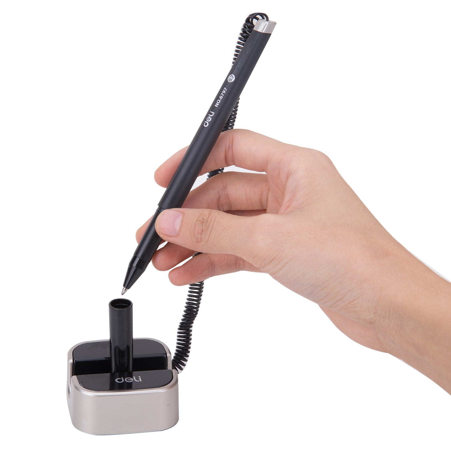Deli  Desk Pen Stand Gel Pen 0.7mm Black - Al Masam Stationery LLC