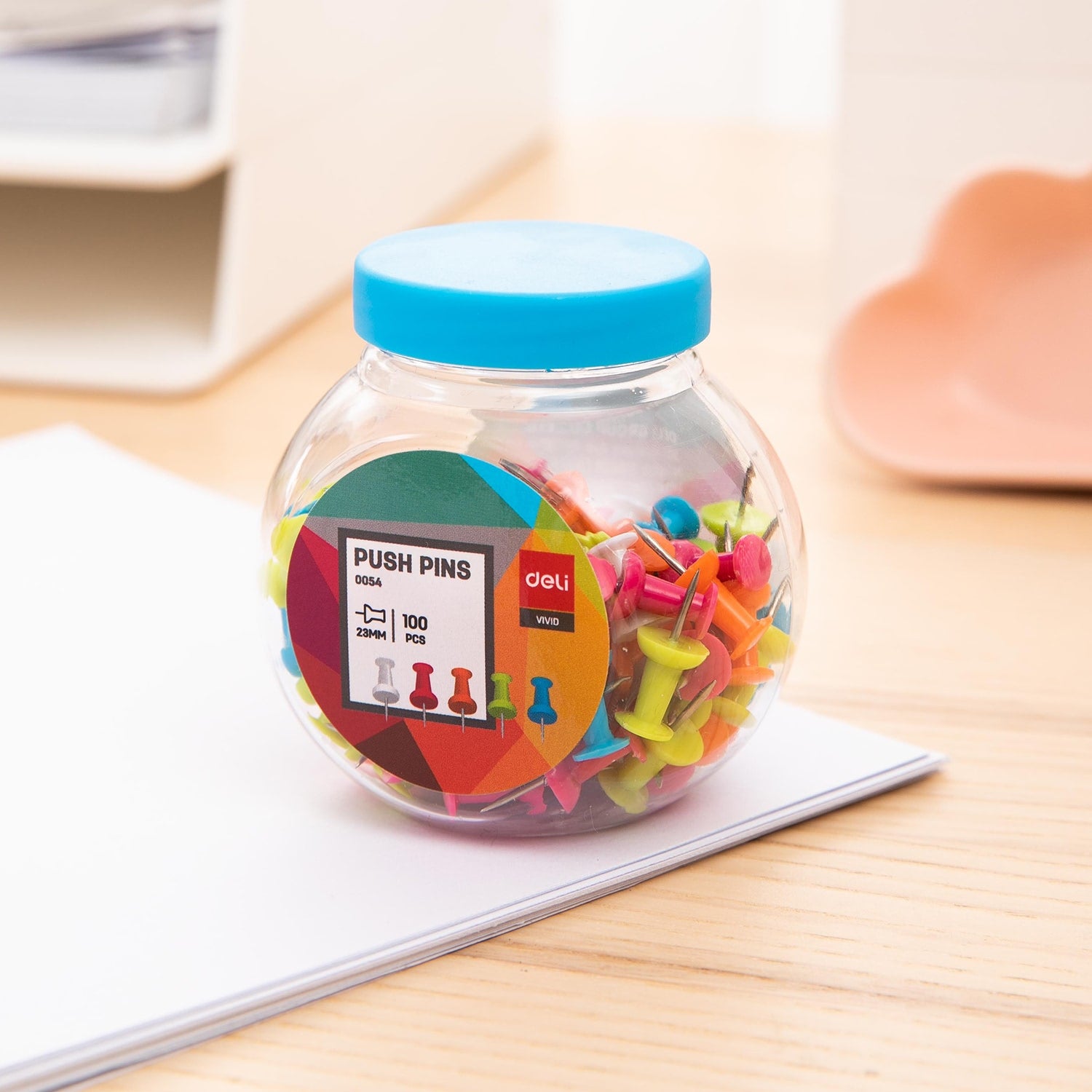 Deli Color Push Pins 23mm - Al Masam Stationery LLC