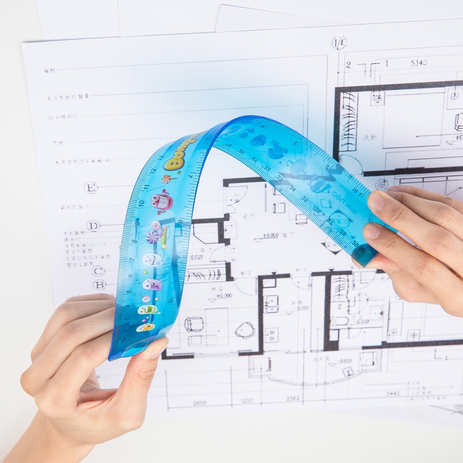 Deli Printed EcoPVC Flexible Ruler 30cm Translu. Blue - Al Masam Stationery LLC