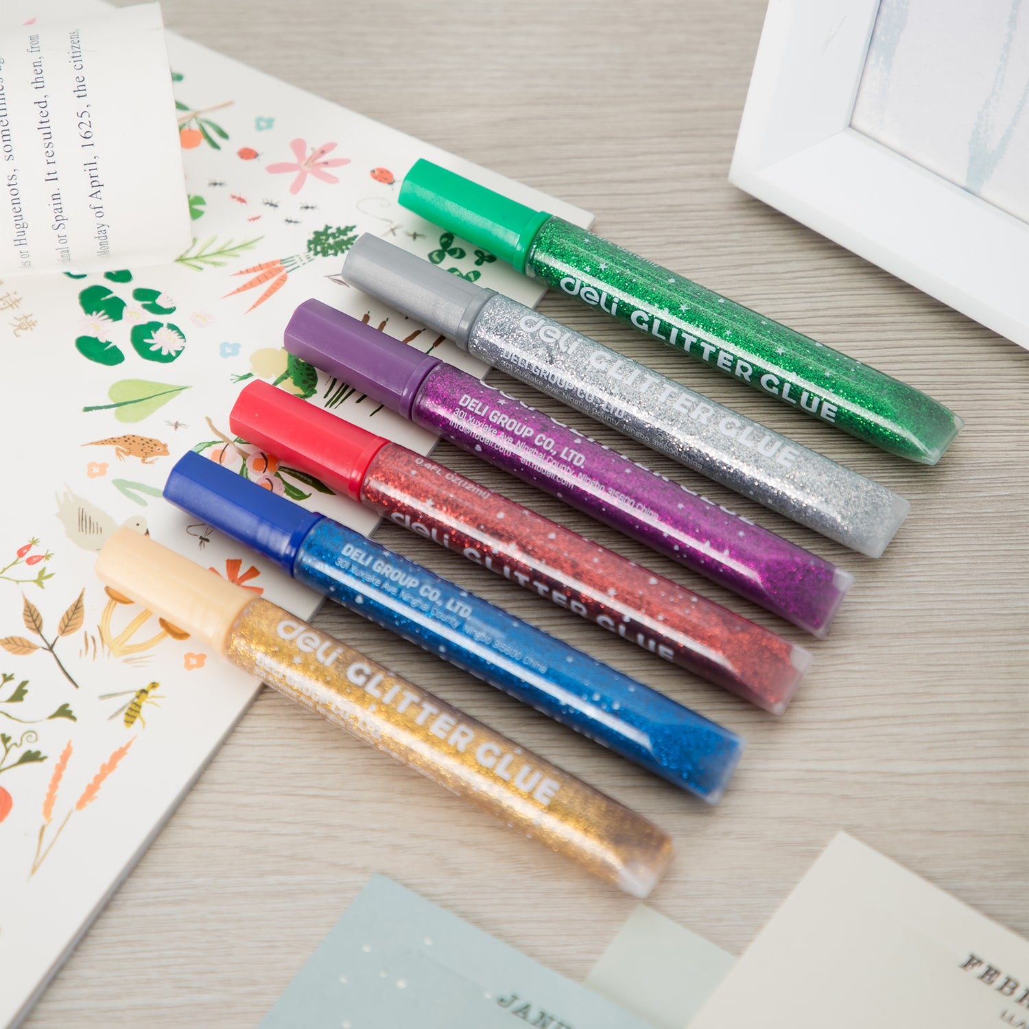 Deli Glitter Glue 12ML x 6 Colours - Al Masam Stationery LLC