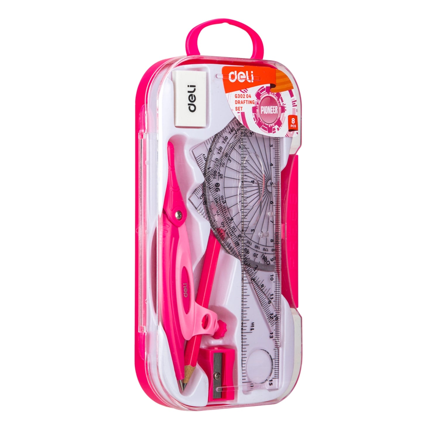 Deli Drafting Ruler 15cm Set Squares Protractor Compass Pencil Eraser Sharpener 2C - Al Masam Stationery LLC