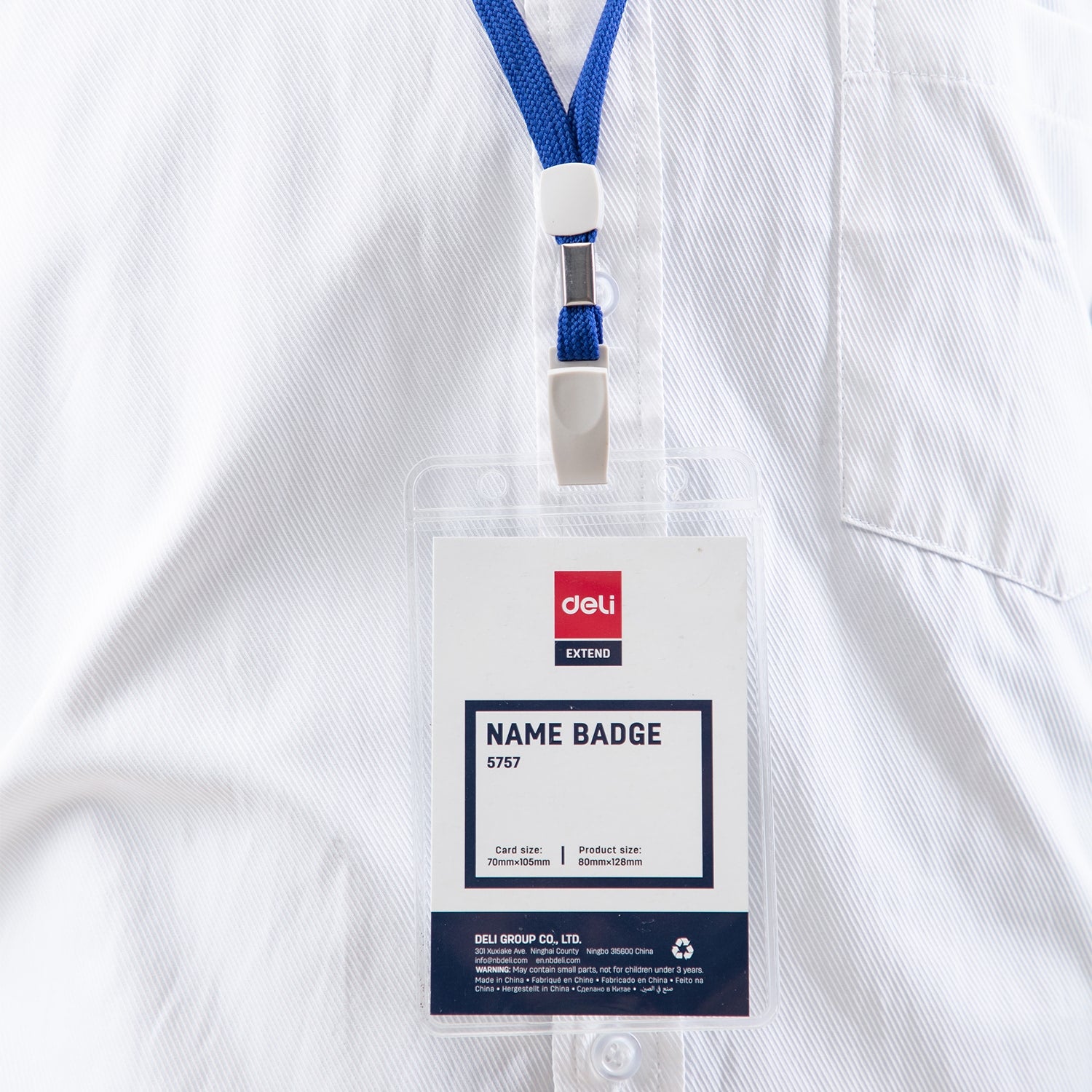 Deli PVC Lanyard Name Badge Vertical 68×95mm - Al Masam Stationery LLC