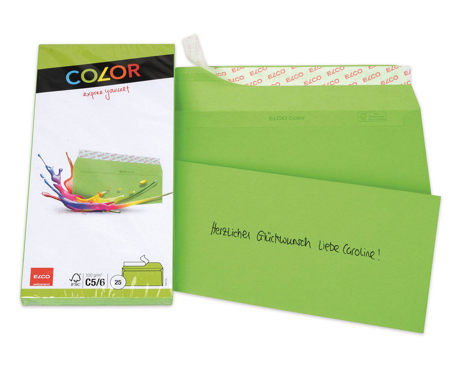 Elco Color C5/6 Envelope intense green without window, adhesive closure Secondary image
