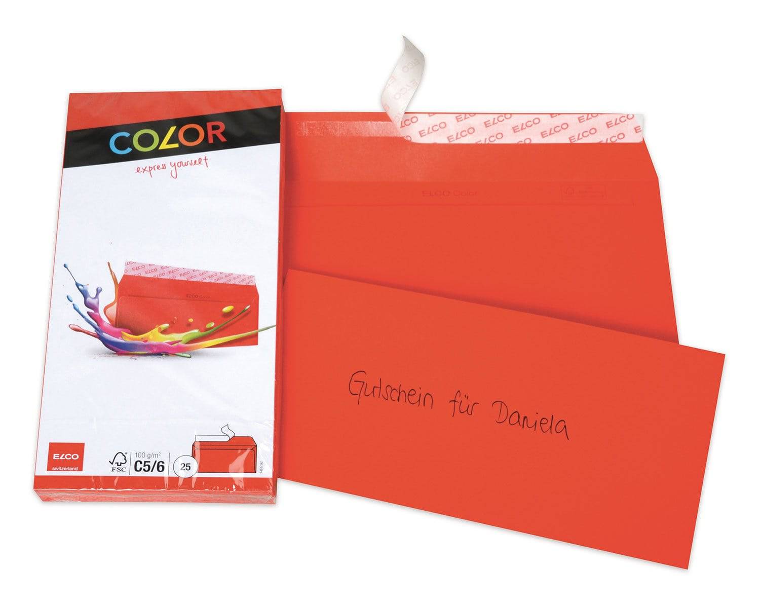 Elco Color C5/6 Envelope intense red without window, adhesive closure - Al Masam Stationery LLC Main image