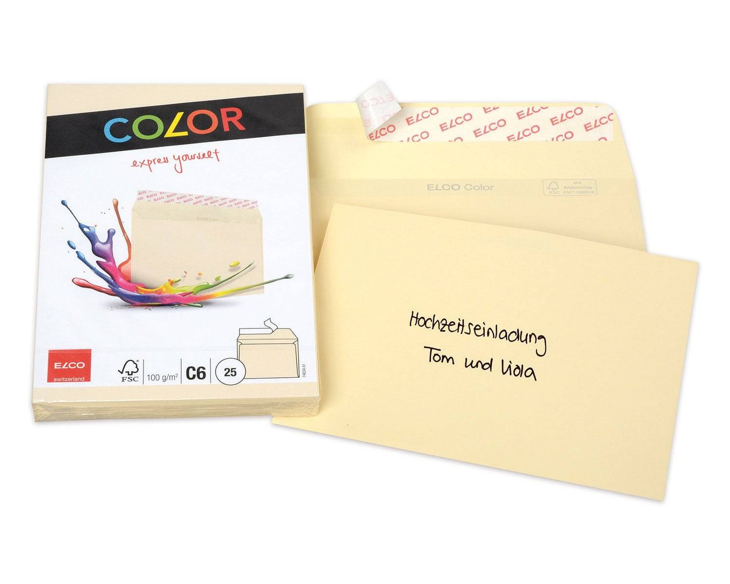 Elco Color C6 Envelope Beige/Cream without window, adhesive closure - Al Masam Stationery LLC