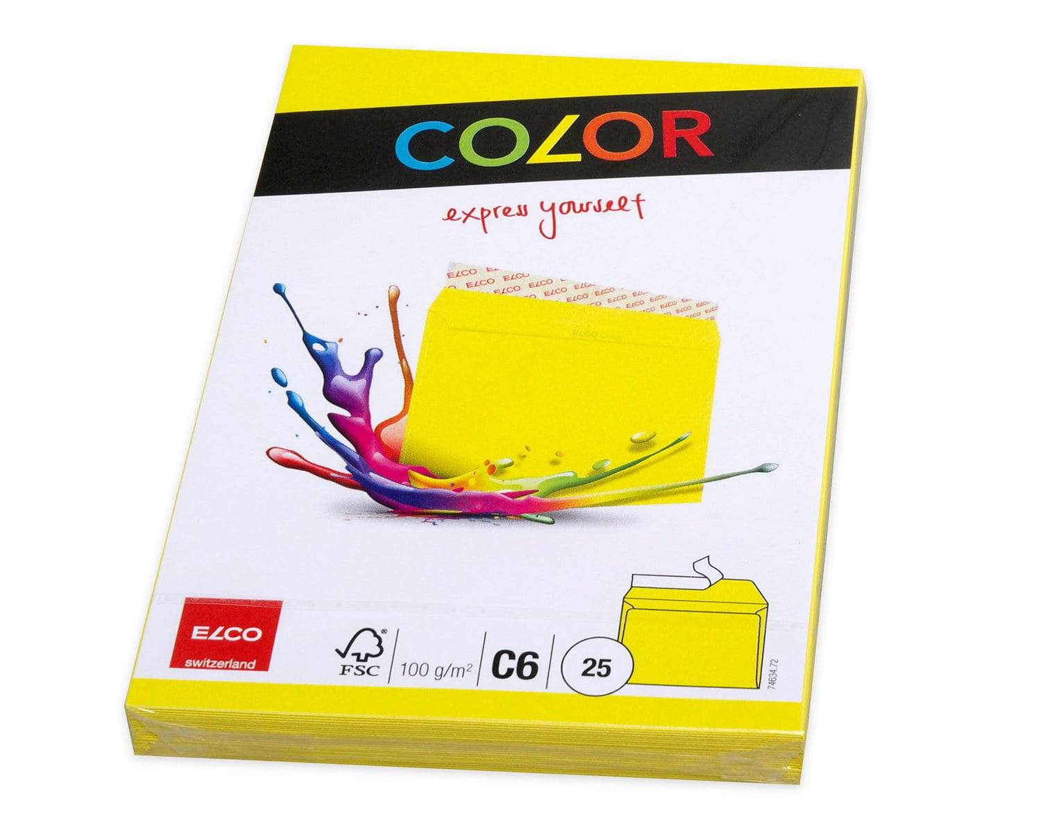 Elco Color C6 Envelope intense yellow without window, adhesive closure - Al Masam Stationery LLC Main image