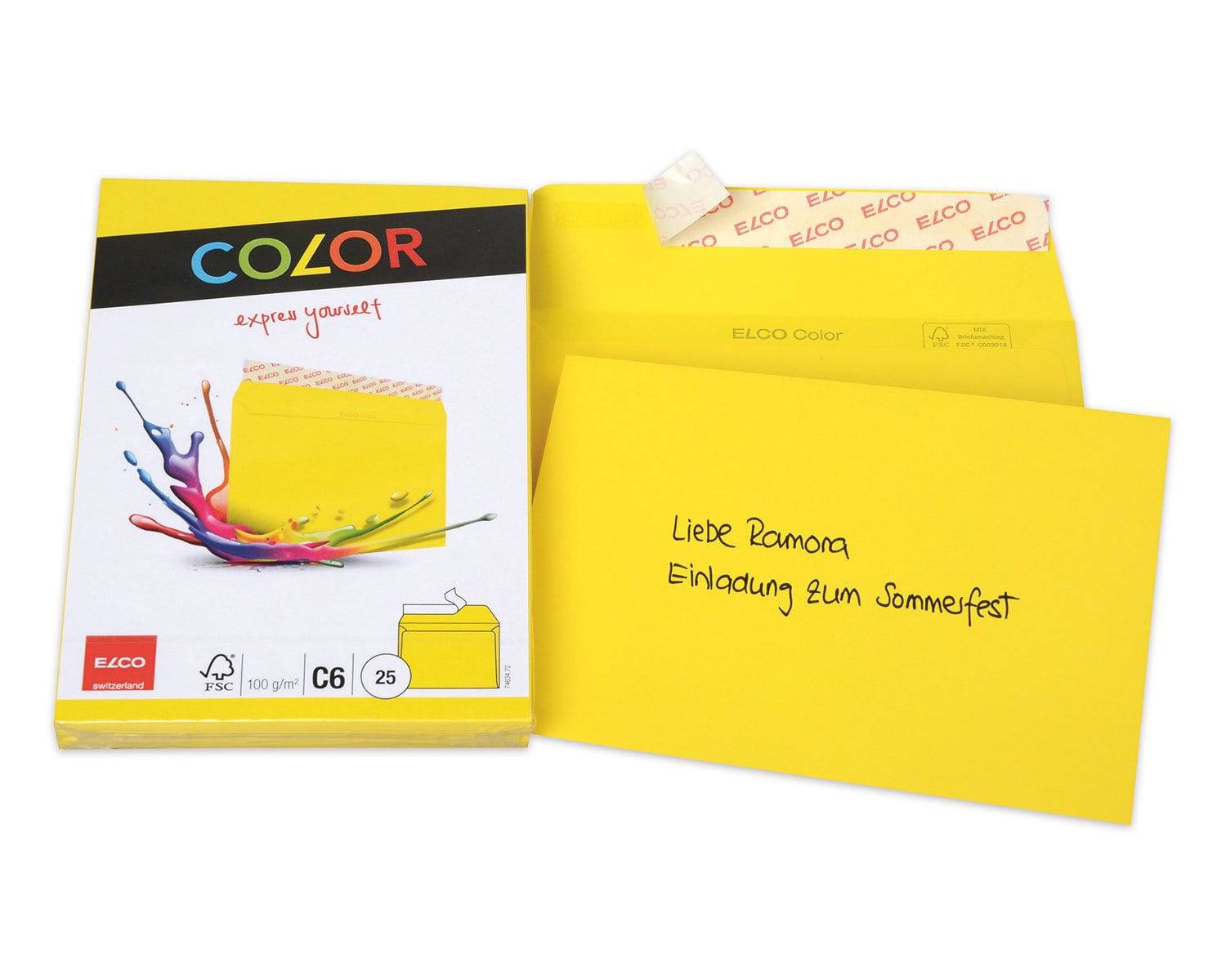 Elco Color C6 Envelope intense yellow without window, adhesive closure Secondary image