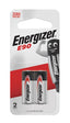 Energizer E90 battery cells in a pack of 2, showcasing the 1.5V design and clear packaging.