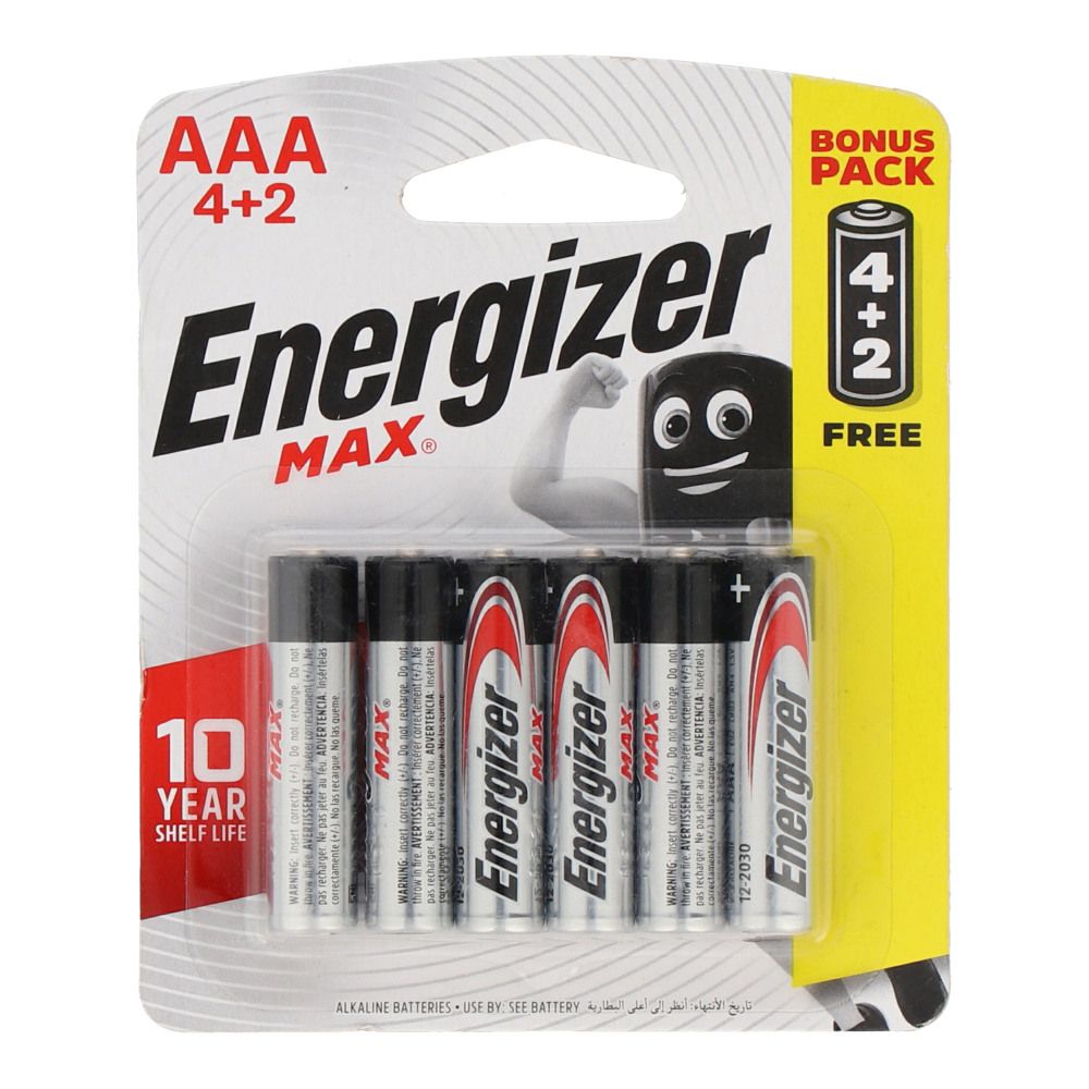 Energizer Max Plus Batteries EP-92 BP6T AAA (4+2) Main image