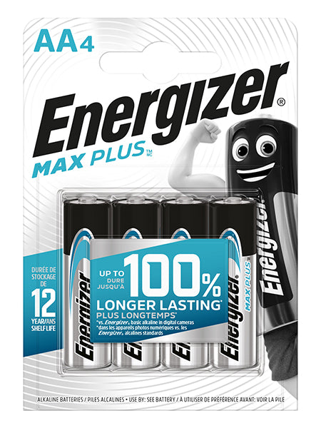 Energizer Max Plus AA Long Lasting Alkaline Batteries BP4 Main image
