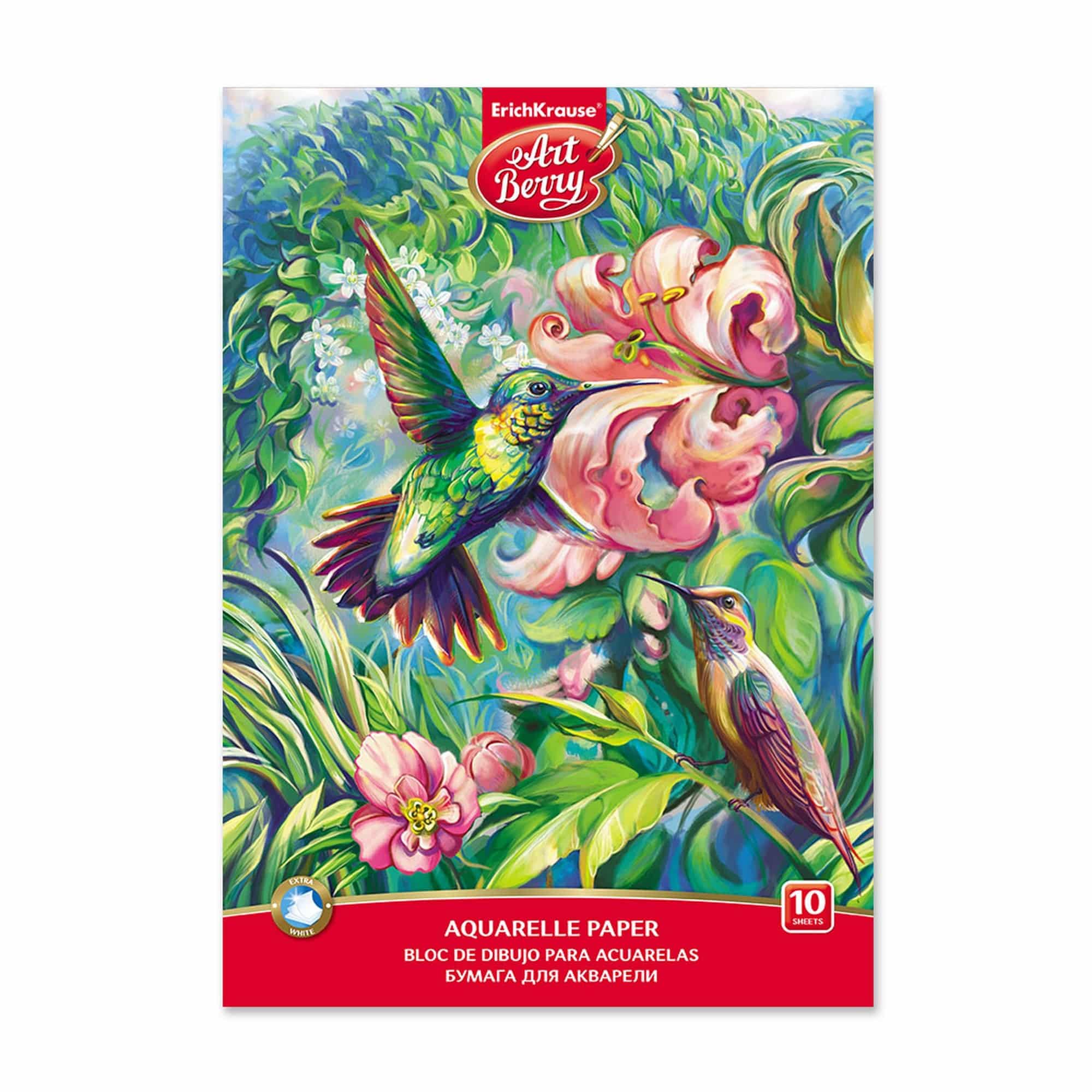 ArtBerry Sketchbook with paper for watercolor on glue Hummingbird, A4 - Al Masam Stationery LLC Main image