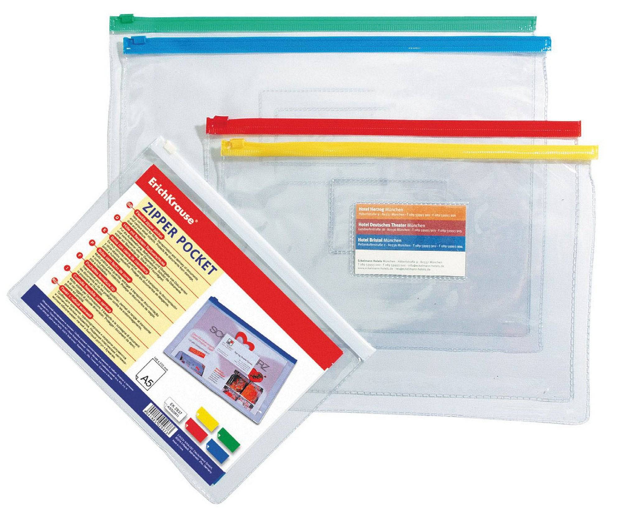 ErichKrause B5, transparent PVC Zip Bag - Al Masam Stationery LLC Main image