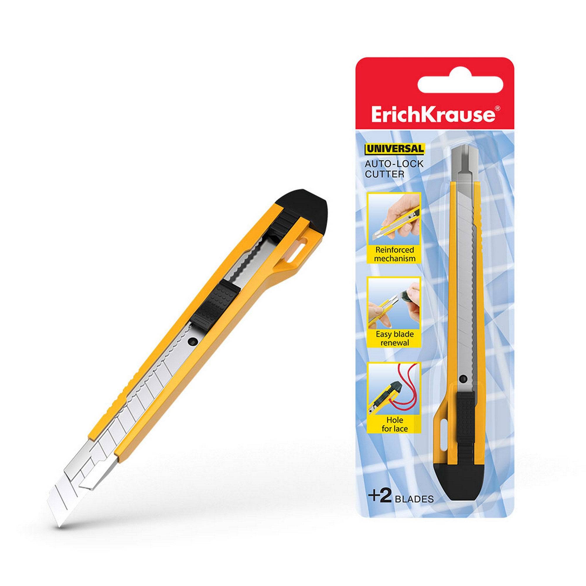 ErichKrause Universal Stationery knife with automatic blade fixation, 9mm - Al Masam Stationery LLC