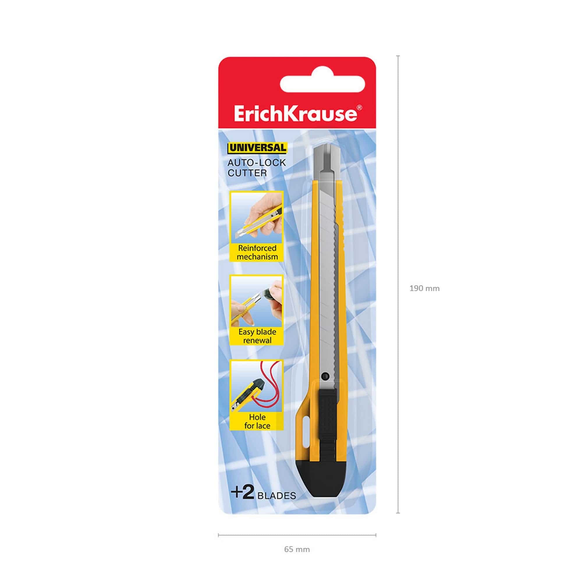 ErichKrause Universal Stationery knife with automatic blade fixation, 9mm - Al Masam Stationery LLC