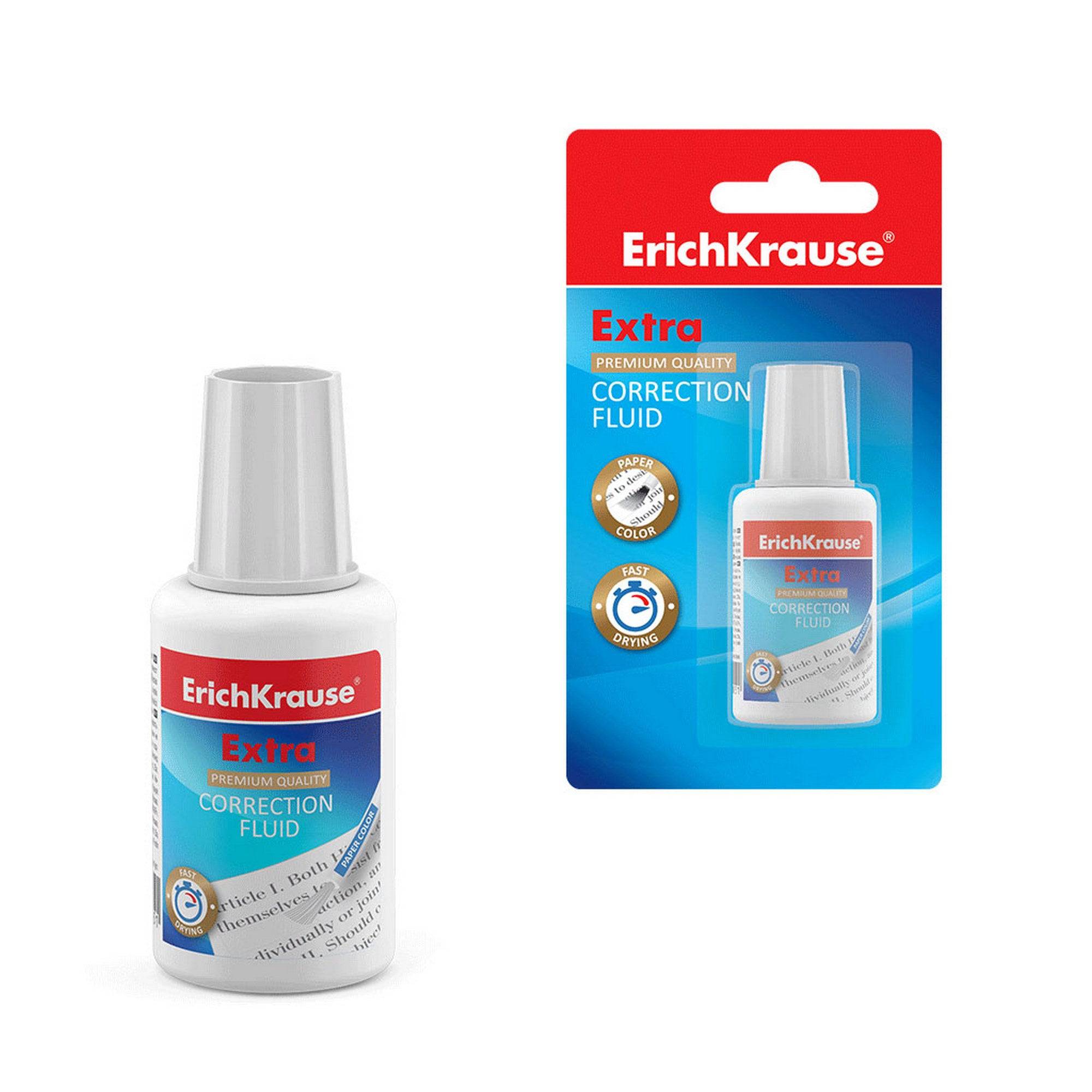 ErichKrause Extra correcting fluid with brush, 20g - Al Masam Stationery LLC Main image
