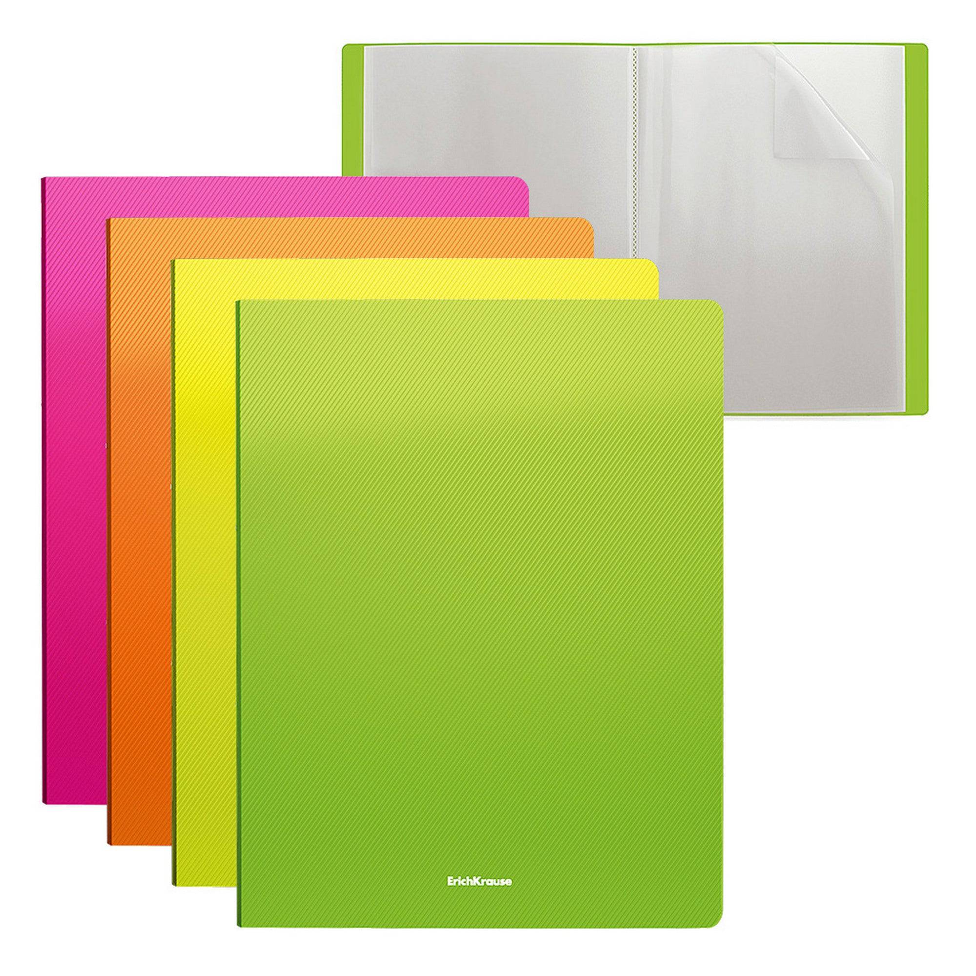 ErichKrause File folder Diagonal Neon, 10 pockets, A4, assorted - Al Masam Stationery LLC