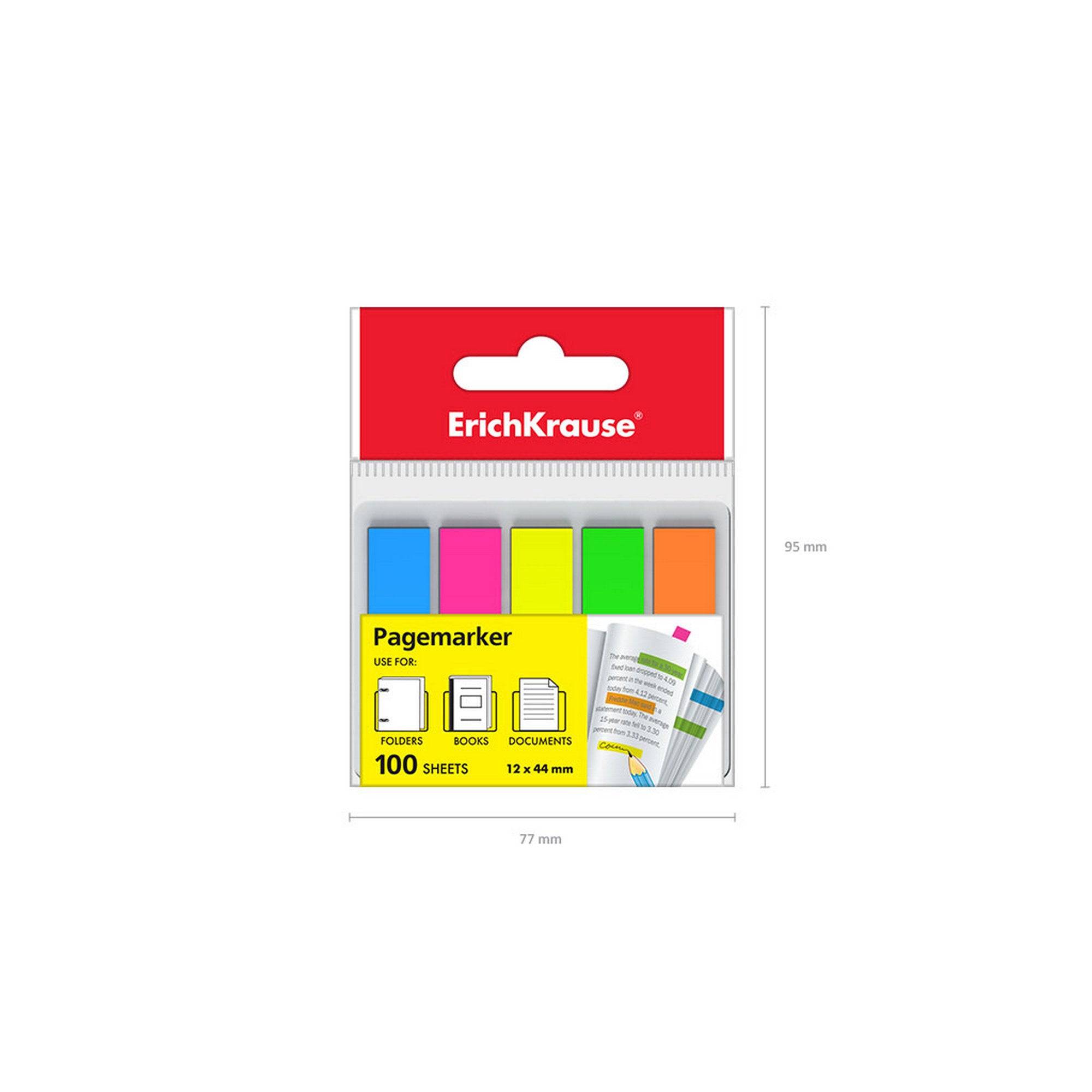 ErichKrause Plastic bookmarks with glue edge Neon, 12x44 mm - Al Masam Stationery LLC