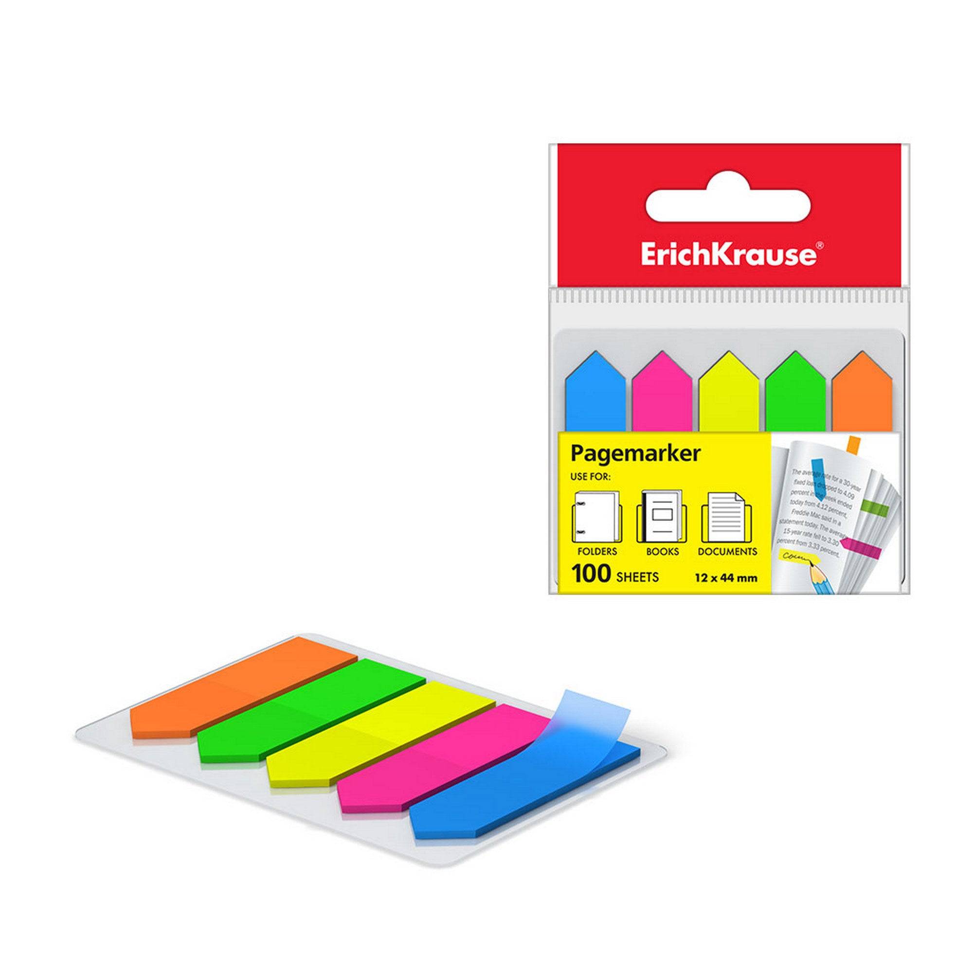 ErichKrause Plastic bookmarks with glue edge Neon Arrows, 12x44 mm - Al Masam Stationery LLC Main image
