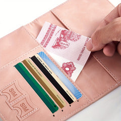 ELMAS 1pc RFID Passport Holder, Thin Passport Wallet, Leather Surface, Multi Functional Wallet, Travel Passport Holder, Cute Card Holder