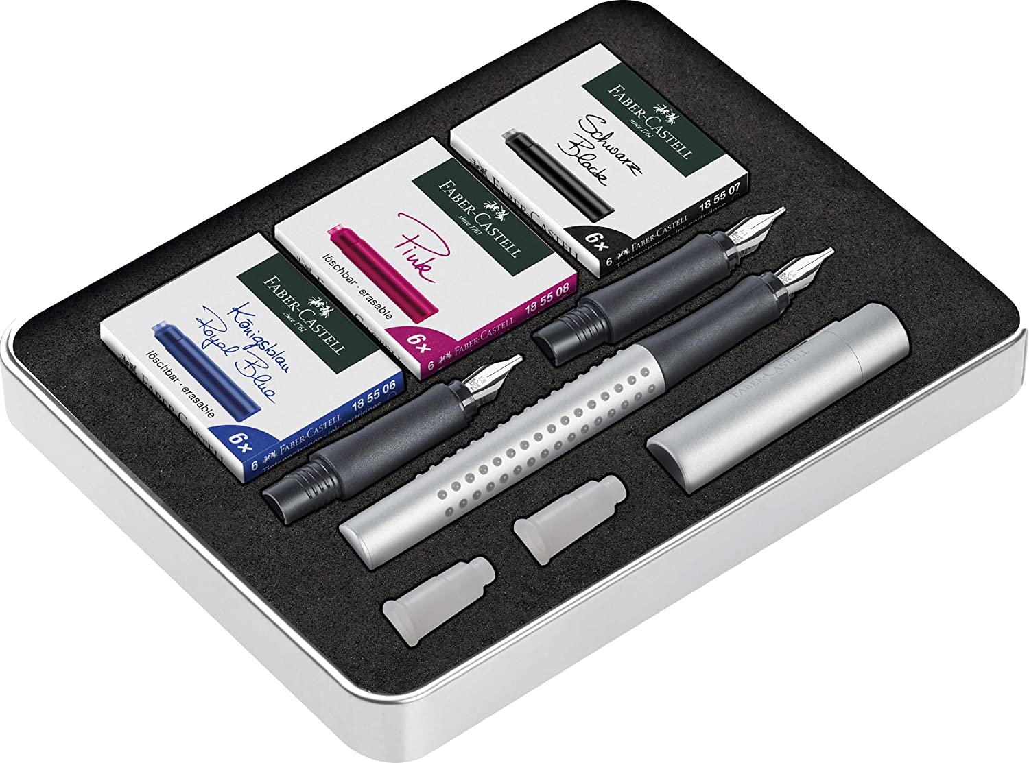 FABER-CASTELL Grip 2011 FP calligraphy Set Silver - Al Masam Stationery LLC Main image