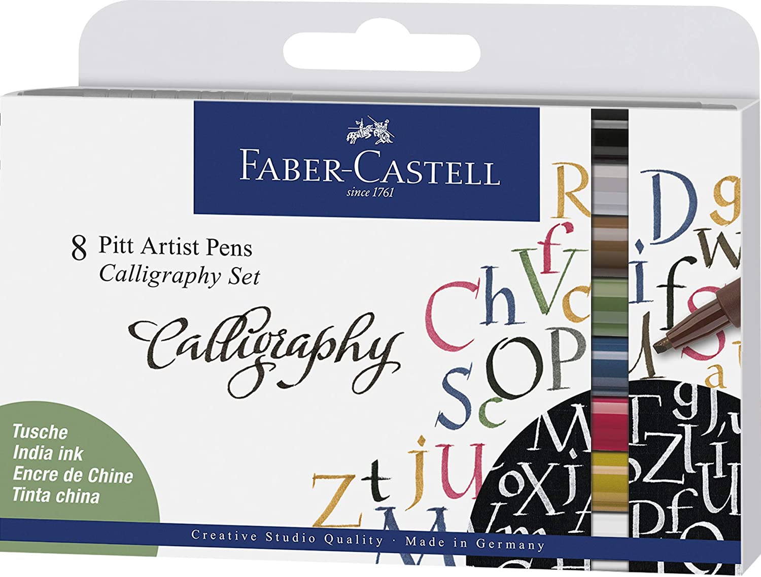 FABER-CASTELL India Ink Pitt Artist Pen Calligraphy 8x - Al Masam Stationery LLC Main image