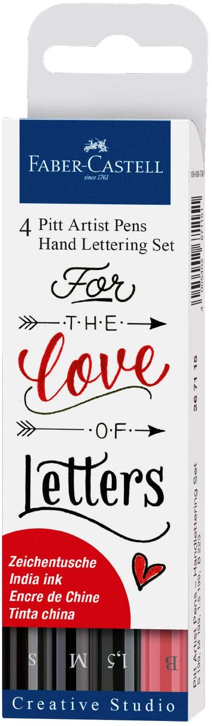 FABER-CASTELL India ink Pitt  Artist Pen Lettering 4x - Al Masam Stationery LLC Main image