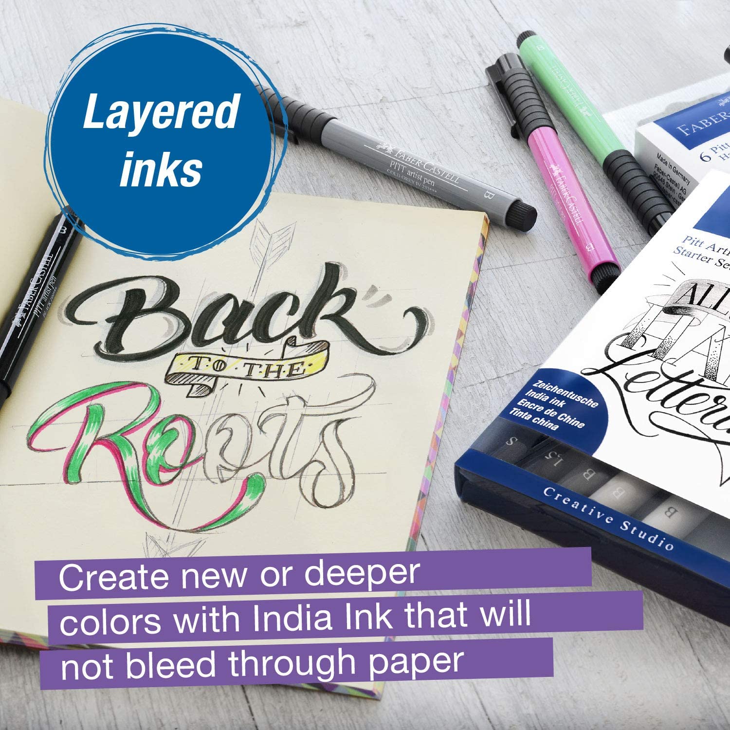 FABER-CASTELL India ink Pitt  Artist Pen Lettering 4x - Al Masam Stationery LLC