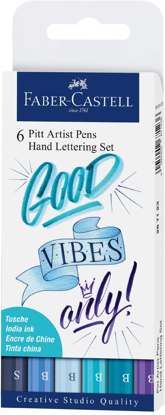FABER-CASTELL India Ink Pitt Artist Pen Lettering 6x - (FC267123) - Al Masam Stationery LLC Main image