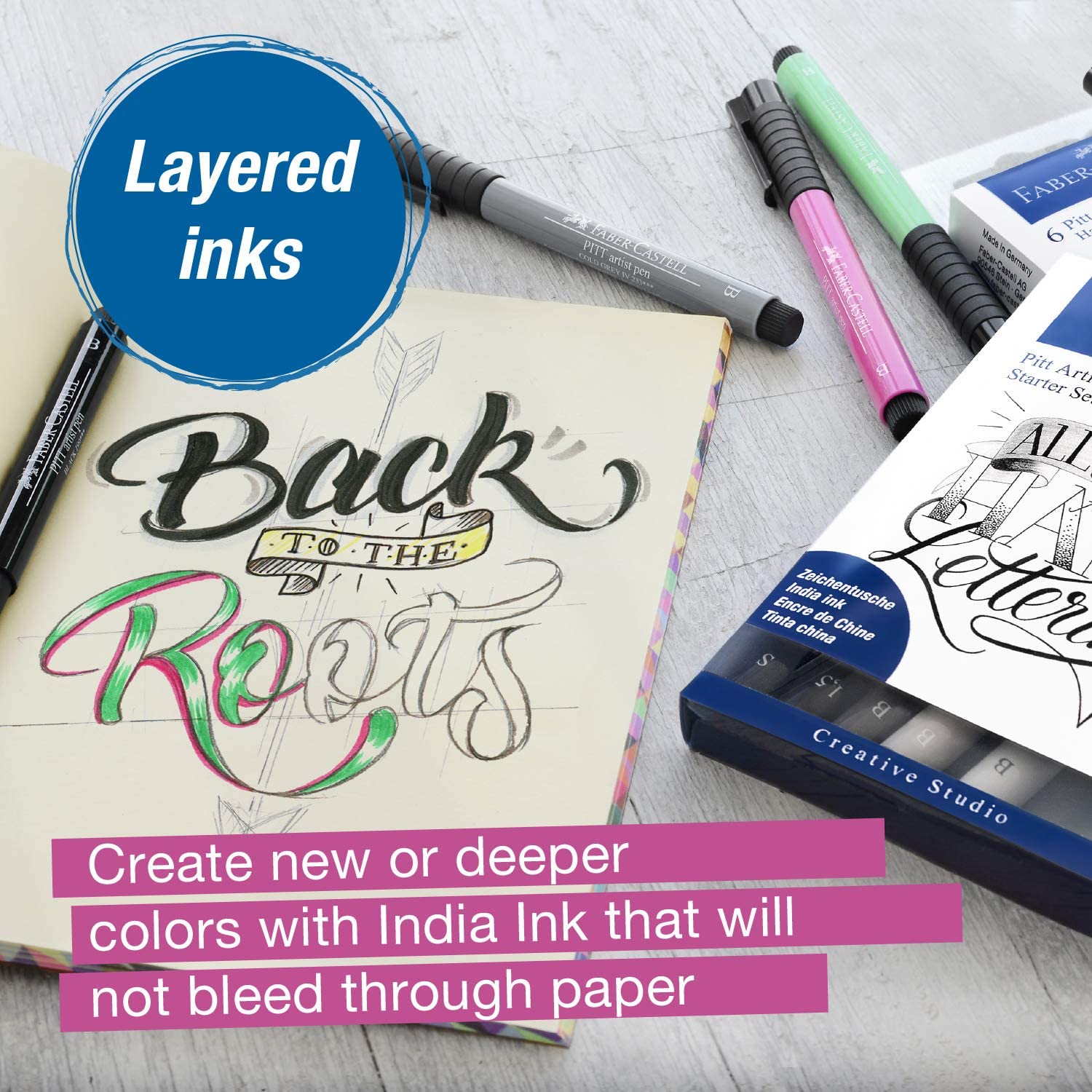FABER-CASTELL India Ink Pitt Artist Pen Lettering 8x - Al Masam Stationery LLC