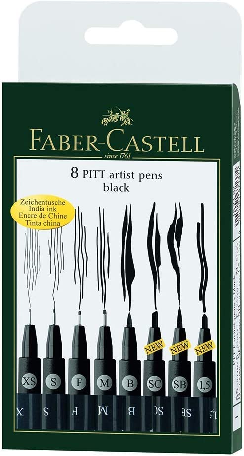 FABER-CASTELL PITT Artist Pen Wallet of 8 - Al Masam Stationery LLC Main image