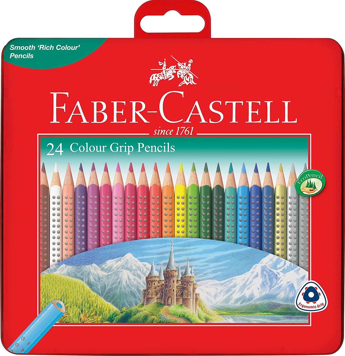 FABER-CASTELL COLOUR GRIP 24LONG IN TIN CASE - Al Masam Stationery LLC Main image